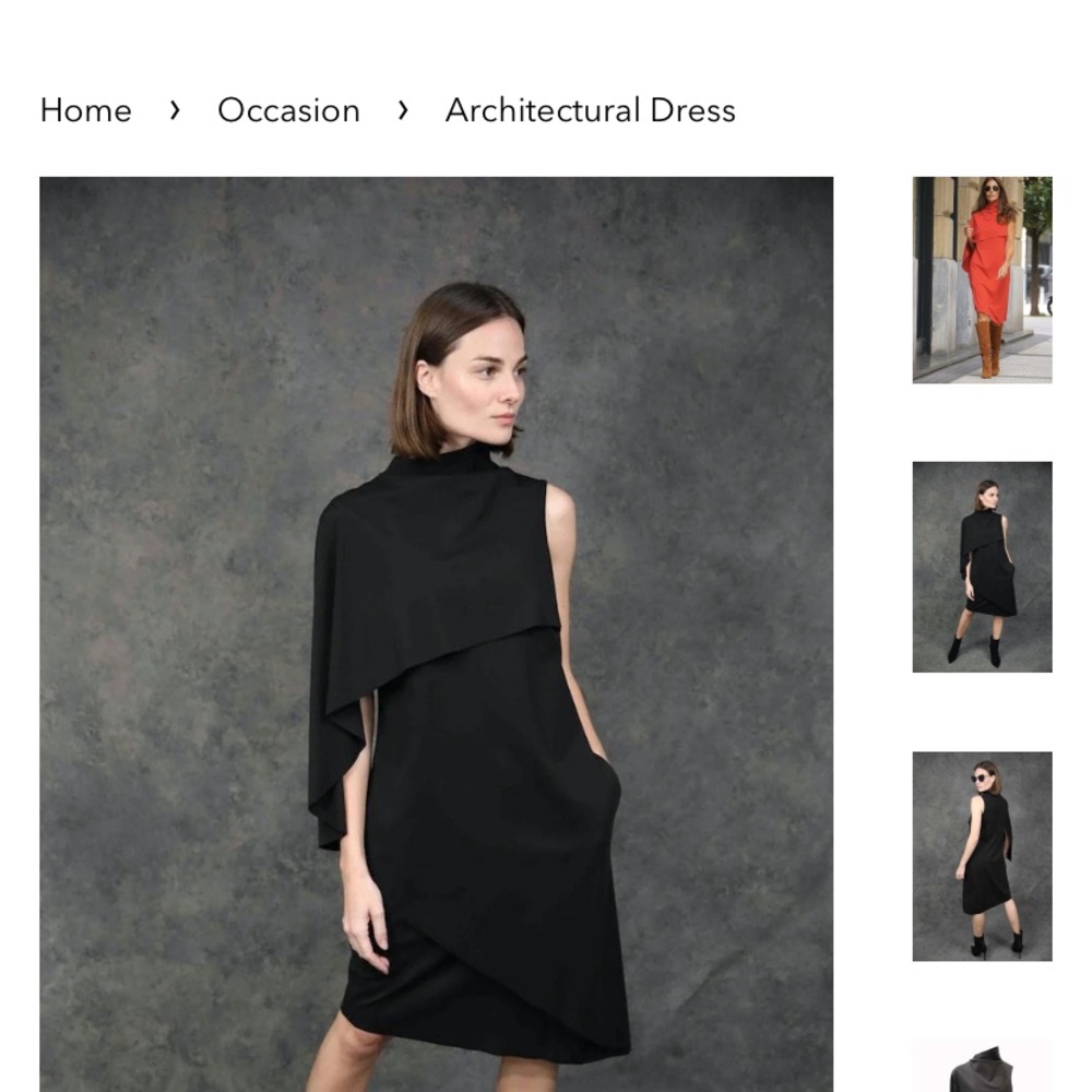 Black Asymmetrical Sheath Dress with Mock Neck